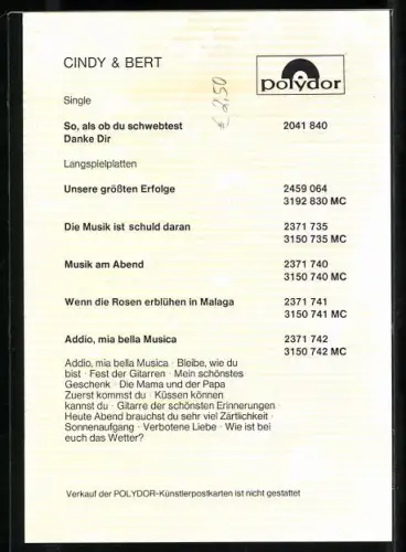 AK Musiker Cindy & Bert, Autograph