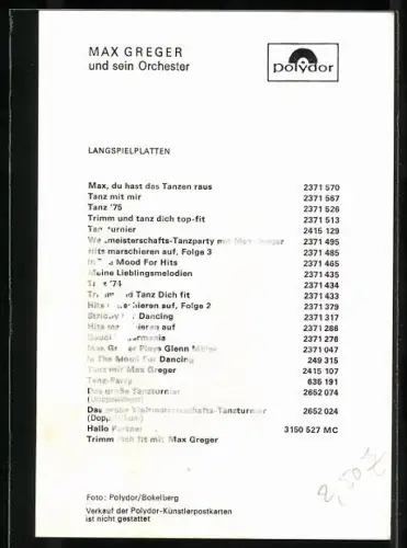 AK Musiker Max Greger mit Saxophon, Autograph