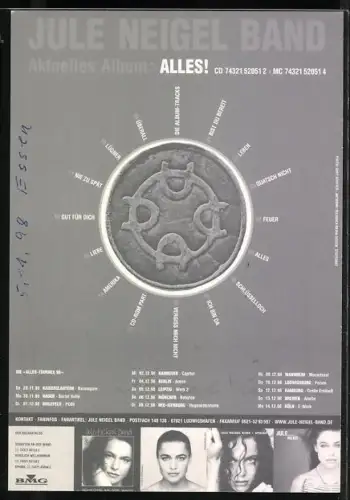AK Musikerin Jule Neigel der Jule Neigel Band, Autograph