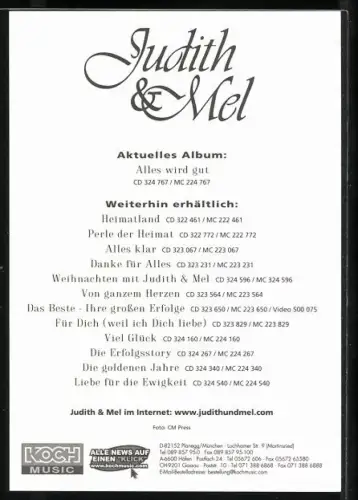 AK Musiker Judith und Mel im Portrait, Autograph