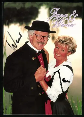 AK Musiker Jana und Werner im Halbportrait, Autograph