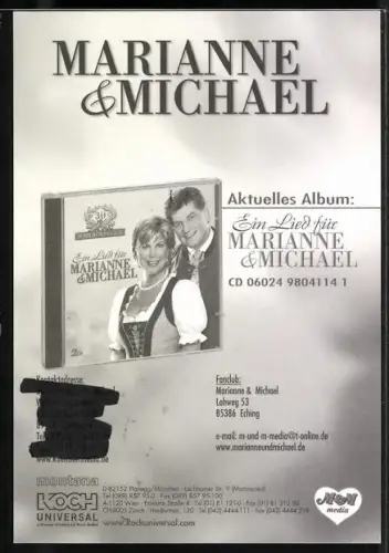 AK Musiker Marianne und Michael im Halbportrait, Autographen