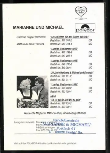 AK Musiker Marianne und Michael vor Bergpanorama, Autograph