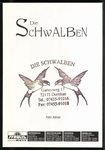 AK Sängerinnen-Duo Die Schwalben lächeln den Betrachter an, Autographen