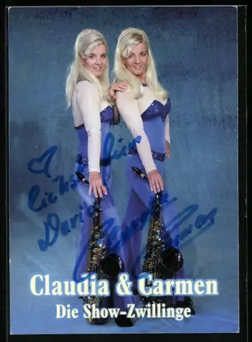AK Musiker-Duo Claudia und Carmen, Show-Zwillingen, Autographen