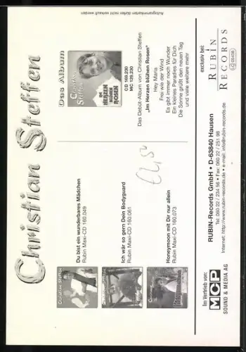 AK Musiker Christian Steffen, En-face Portrait, Autograph