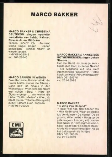 AK Musiker Marco Bakker schaut den Betrachter an, Autograph