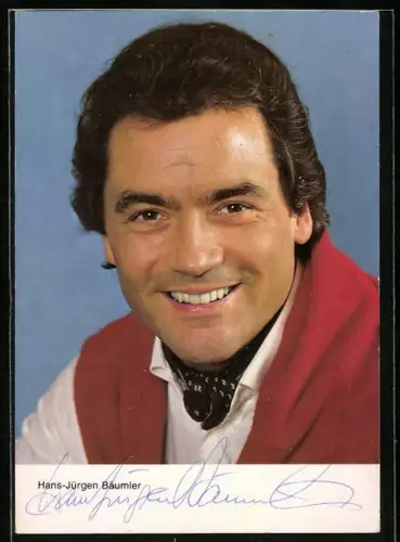 AK Musiker Hans-Jürgen Bäumler schaut den Betrachter an, Autograph