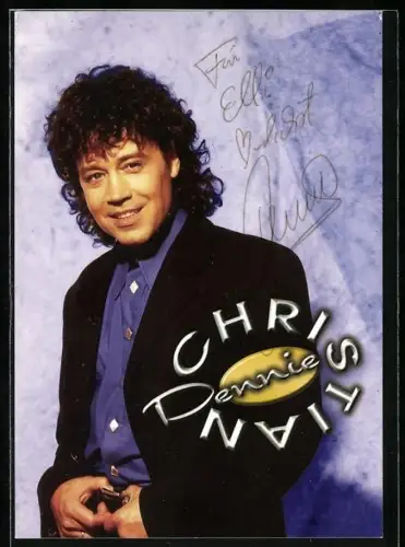 AK Sänger Dennie Christian lächelt den Betrachter an, Autograph