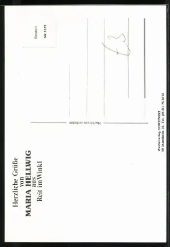AK Musikerin Maria Hellwig auf Blumenwiese, Autograph