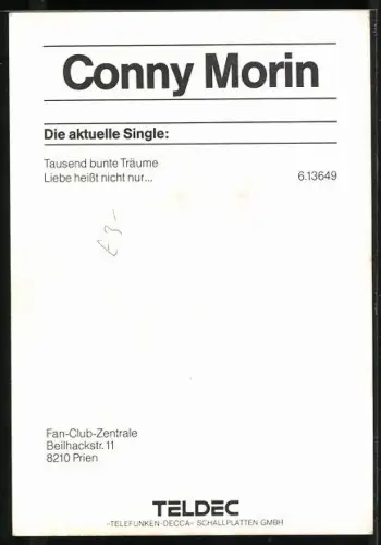 AK Sängerin Conny Morin, Portrait, Autograph
