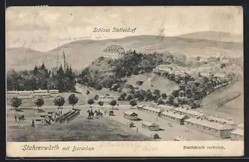 AK Starnwörth, Schloss Stetteldorf und Baracken