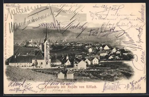 AK Maria Lankowitz, Teilansicht mit Kirche und Köflach