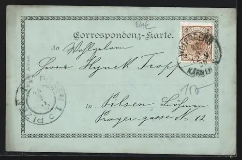 Mondschein-AK Wolfsberg /Kärnten, Teilansicht mit KIrche