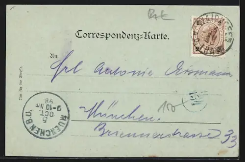 Mondschein-AK Waidhofen a. d. Thaya, Kaiser-Jubiläums-Monument, Vestenötting, Thayathal