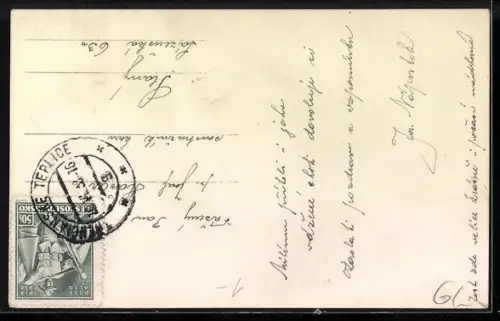 AK Teplice, Ortsansicht aus der Vogelschau