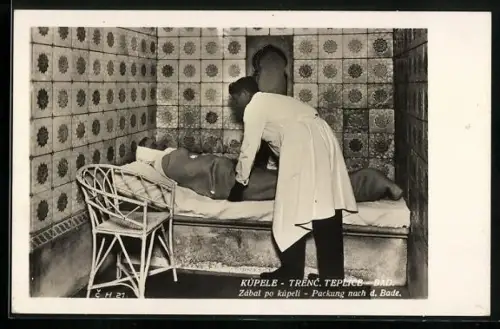 AK Trenc. Teplice, Bad, Packung nach dem Bade
