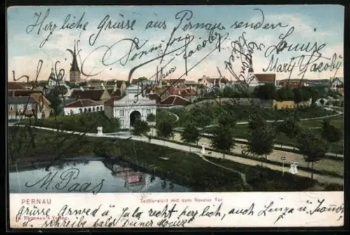AK Pernau, Totalansicht mit dem Revaler Tor