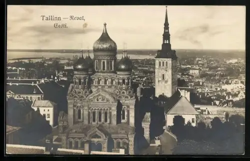AK Reval, Ortsansicht mit Alexander-Newski-Kathedrale aus der Vogelschau