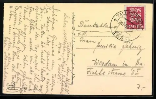 AK Tallinn, Partie Am Ufer mit Russalka-Denkmal