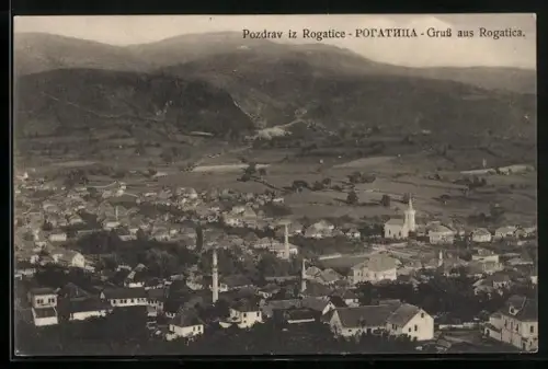 AK Rogatica, Ortsansicht aus der Vogelschau