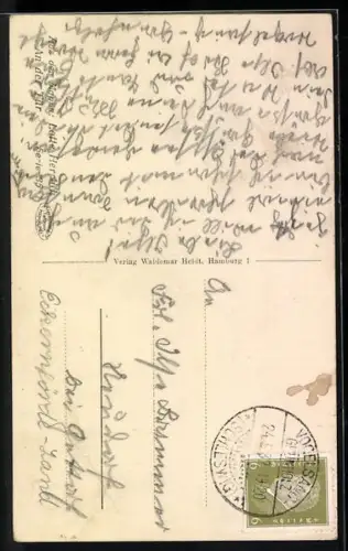 Foto-AK Lotte Herrlich: An der Tür, Mädchen steht auf Treppe