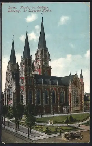 AK Lemberg / Lwow, St. Elisabeth-Kirche / Kosciól sw. Elzbiety