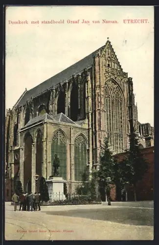 AK Utrecht, Domkerk met standbeeld Graaf Jan van Nassau