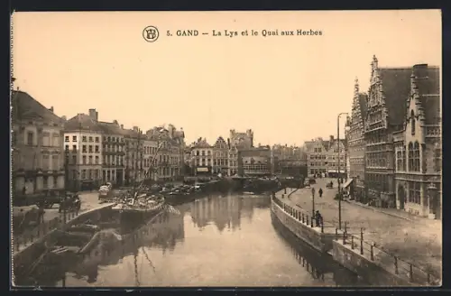 AK Gand, La Lys et le Quai aux Herbes
