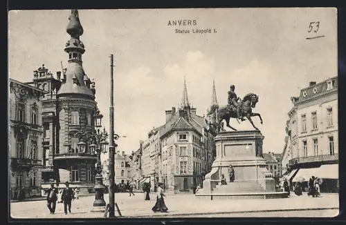 AK Anvers, Statue Léopold I.