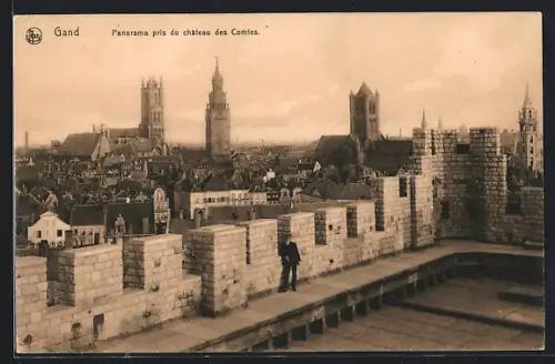 AK Gand, Panorama pris du château des Comtes