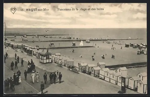 AK Heyst-sur-Mer, Panorama de la plage et des bains