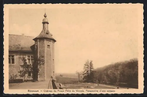 AK Rixensart, Château du Prince Félix de Merode, Perspective d`une terrasse