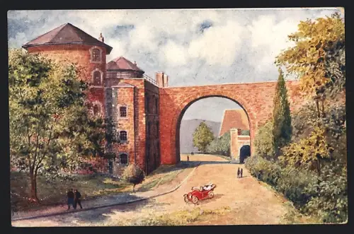 Künstler-AK Namur, Le Donjon du Chateau des Comtes