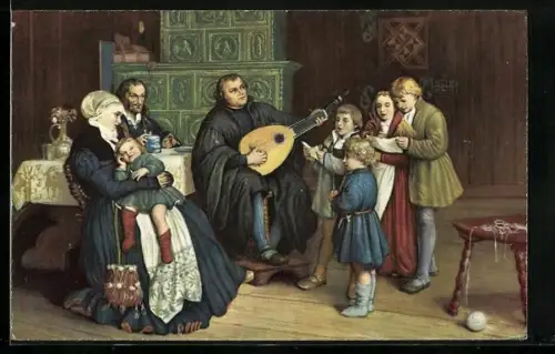 AK Martin Luther und seine Familie machen Musik