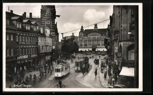 AK Erfurt, Anger mit Strassenbahn und Geschäften