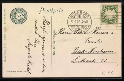 AK Nürnberg, Bayerische Jubiläums-Landesausstellung 1906, Staatsgebäude mit Brunnen