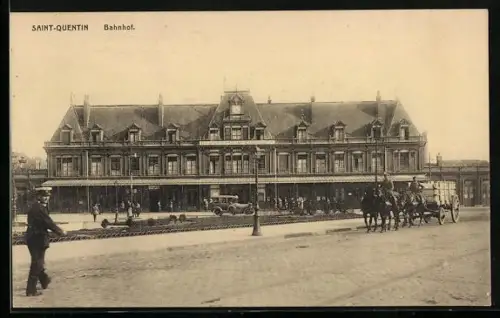 AK St. Quentin, Bahnhofspartie während der deutschen Besetzung
