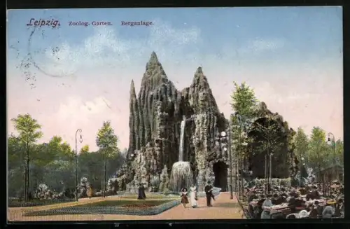 AK Leipzig, Zoologischer Garten, Ansicht der Berganlage