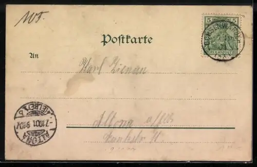 Lithographie Vierländer Trachten, Brautpaar