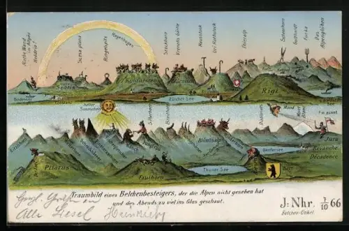 AK Belchen, Alpenpanorama mit Regenbogen, Berggesichter