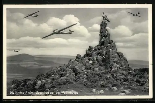 AK Segelflugzeuge kreisen über der Wasserkuppe
