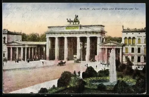 AK Berlin, Pariser Platz und Brandenburger Tor