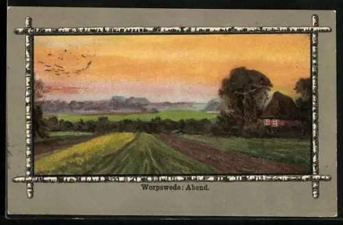 Künstler-AK Worpsweder Künstlerkolonie: Worpswede, Landschaft am Abend