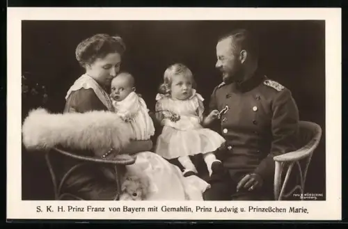 AK Prinz Franz mit Gemahlin und Kindern