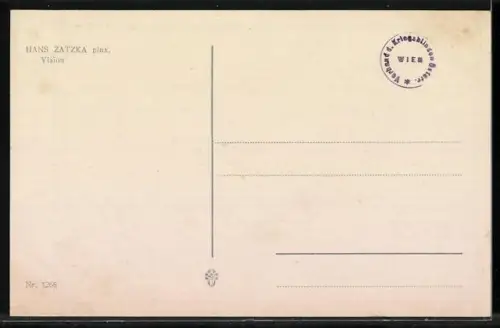 Künstler-AK Hans Zatzka: Frau im gelben Kleid beobachtet ein verliebtes Paar im park