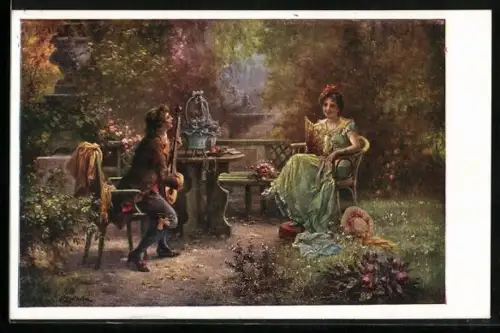 Künstler-AK Hans Zatzka: Ein Schwerenöter, Minnesäger