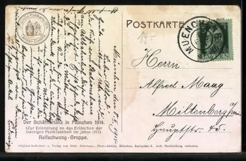 AK München, Schäfflertanz im Jahre 1914, Reifschwung-Gruppe