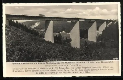 AK Grösste Reichsautobahnbrücke Deutschlands im Muldental zwischen Nossen und Siebenlehn