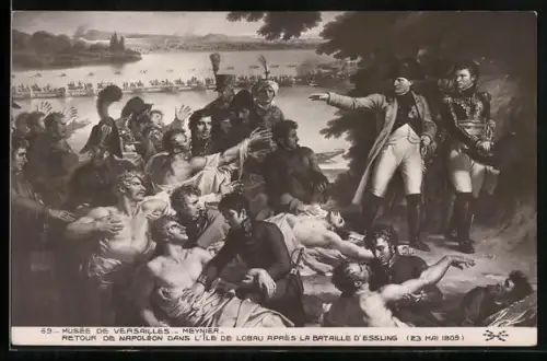 AK retour de Napoleon dans l` Ile de Lobau après la bataille d` Essling 1809